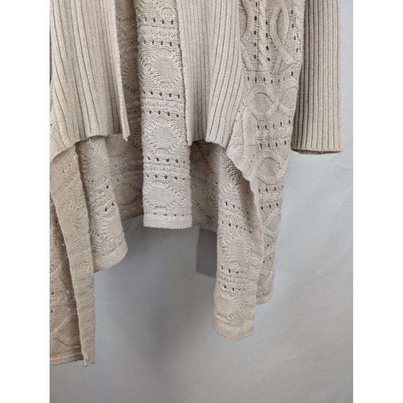 OSO CASUALS Beige Tan Cable Knit Duster Cardigan Sweater Y2K Grunge Indie Sleaze - Picture 3 of 9